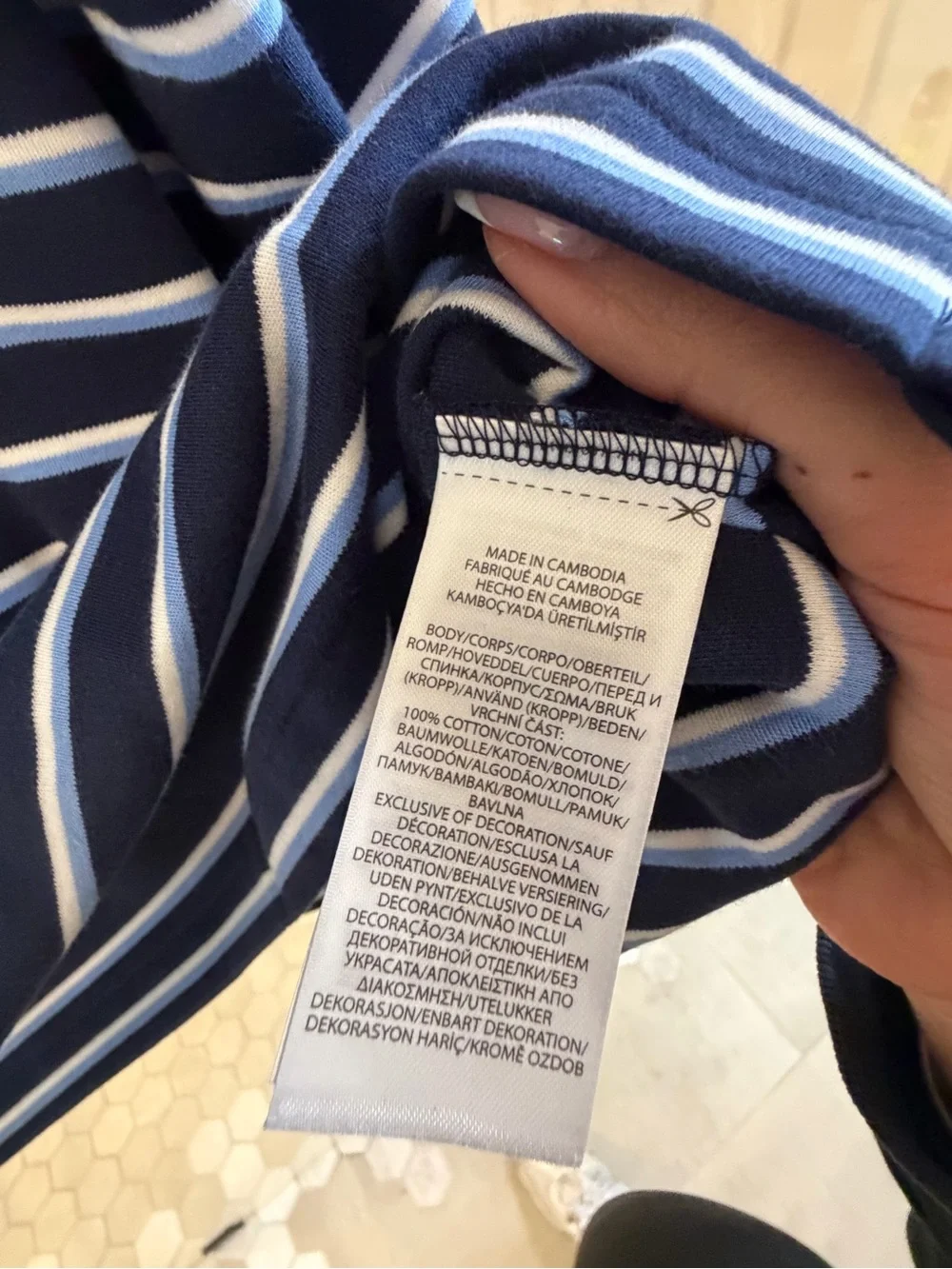 Ralph Lauren Navy and Light Blue Striped Polo Shirt